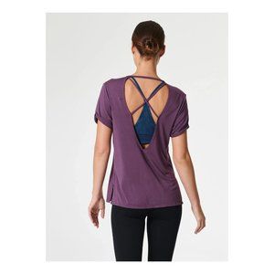 NUX X-Factor Slouchy Top Large Scoop Neck Yoga Active Athletic Womens Purple